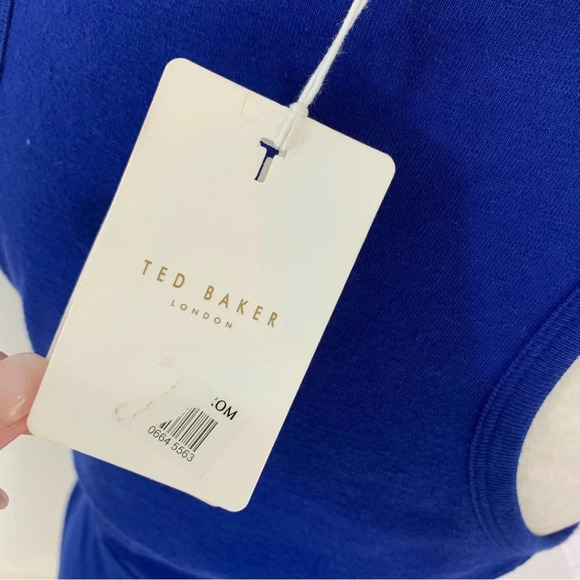 Ted Baker Livviaa Knot Front Jersey Mini Dress Blue Size 8 NWT - Picture 10 of 13